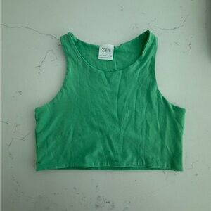 Zara Vibrant Green Sleeveless Crop Top